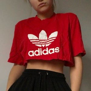 Red adidas crop top